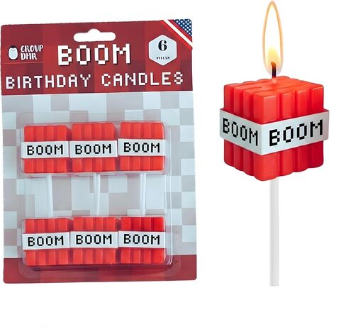 Boom Birthday Candles | Gamer Themed Cake Toppers | Odorless, Reusable, Protective Base | Perfect for Birthday Parties & Kids Celebrations | 6 Pack in Saudi Arabia