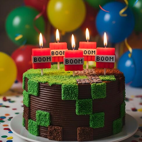 Boom Birthday Candles | Gamer Themed Cake Toppers | Odorless, Reusable, Protective Base | Perfect for Birthday Parties & Kids Celebrations | 6 Pack in Saudi Arabia
