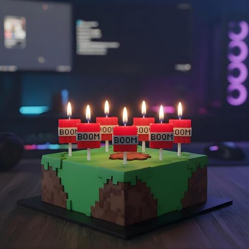 Boom Birthday Candles | Gamer Themed Cake Toppers | Odorless, Reusable, Protective Base | Perfect for Birthday Parties & Kids Celebrations | 6 Pack in Saudi Arabia