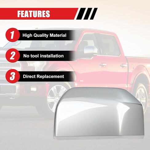 غطاء مرآة الباب لسيارة Ford F150 2015 2016 2017 2018 2019 2020، غطاء خلفي لمرآة الرؤية الجانبية للباب - الملحقات الخارجية in Kuwait