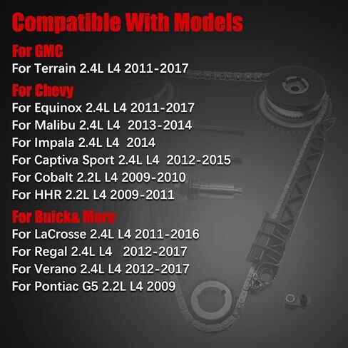 2.4 Timing Chain Kit w/Head Gasket Water Pump for Chevy Equinox Malibu, for GMC Terrain 2011-2017, for Buick Regal Lacrosse Verano 2.2 2.4L Ecotec w/VVT Solenoid Replace 9-4201S HS26517PT in Kuwait