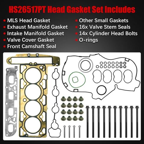 2.4 Timing Chain Kit w/Head Gasket Water Pump for Chevy Equinox Malibu, for GMC Terrain 2011-2017, for Buick Regal Lacrosse Verano 2.2 2.4L Ecotec w/VVT Solenoid Replace 9-4201S HS26517PT in Kuwait