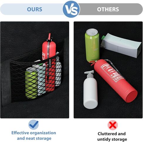 2 Pack Universal Elastic Mesh Storage Pocket Bag, High Capacity Cargo Net Organizer with Hook & Loop Adhesive for Car SUV RV Camper Truck and Home Wall Storage (Black-9.8"*15.8"(2 Pack)) in Kuwait