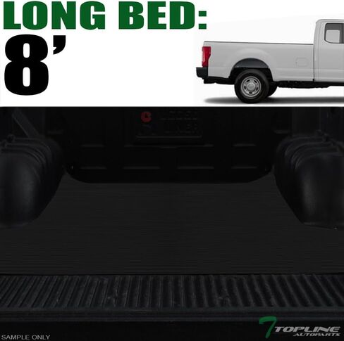 Black Rubber Horizontal Line Truck Bed Floor Mat Liner v2 Compatible with 17-26 Ford F250 / F350 / F450 Superduty 8 Ft (98.1") Long Bed in Kuwait