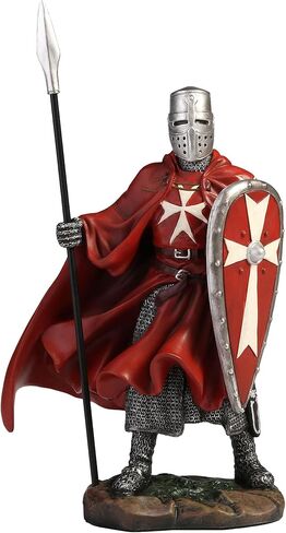 Veronese Design 7 3/4 Inch Maltese Knights Hosipitaller Templar Spear and Shield Hand Painted Polystone Home Decor Statue Collectibles in Saudi Arabia