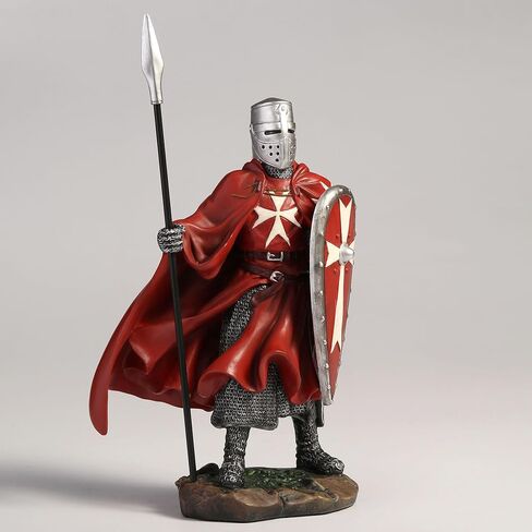 Veronese Design 7 3/4 Inch Maltese Knights Hosipitaller Templar Spear and Shield Hand Painted Polystone Home Decor Statue Collectibles in Saudi Arabia