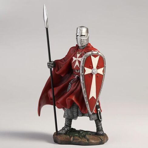 Veronese Design 7 3/4 Inch Maltese Knights Hosipitaller Templar Spear and Shield Hand Painted Polystone Home Decor Statue Collectibles in Saudi Arabia