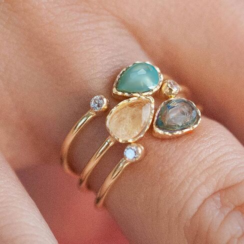 Adjustable Open Ring with Multicolored Teardrop Cubic Zirconia for Women in Saudi Arabia