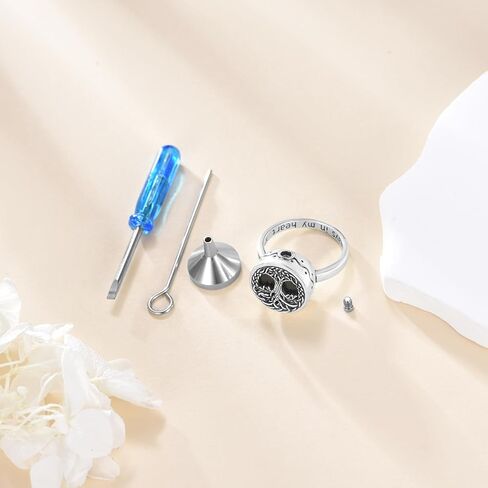 Tree of Life Urn Ring for Ashes 925 Sterling Silver Family Tree Memorial Rings with Moss Agate, Always in My Heart Cremation Keepsake Band for Women Men in Kuwait