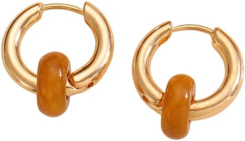 Delicate Vintage Turquoise Tiger Eye Stone Stud Earring, Unique Trendy Brown Amber Hoop Earrings for Women Charm Party Costume Jewelry Accessories Gift in Kuwait