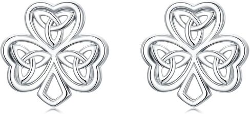 Clover Earrings for Women 925 Sterling Silver St Patricks Day Shamrock Studs Earrings Celtic Knot Irish Clover Jewelry Gifts for Women in Saudi Arabia