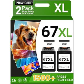 حبر طابعة TOKYOINK 67XL متوافق مع خراطيش حبر HP67 HP 67XL حزمة التحرير والسرد باللون الأسود المتوافقة مع HP Ink 67 مناسب لطابعة DeskJet 2700e 2855e 2827e 2755e 2755 4155e 4255e للطابعة Envy 6055e in Kuwait