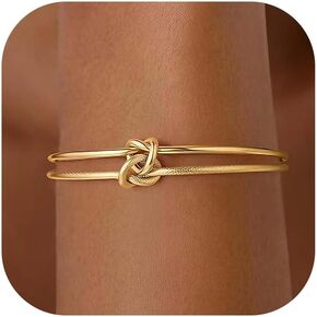 72ore Knot Adjustable Bangle Bracelet for Women, Two Tone Knot Design, Minimalist Wrist Jewelry for Daily Wear in Kuwait