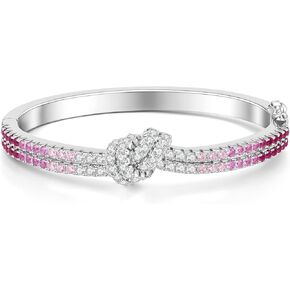 سوار بعقدة التنس الأبدية للنساء، سوار من الذهب الأبيض مع زركونيا مكعب متدرج، مجوهرات هدية أنيقة in Kuwait