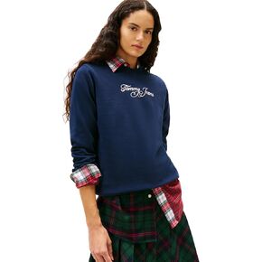 Tommy Jeans Women's Medium Weight Pullover Crewneck With Printed Script Logo in Kuwait