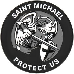 Saint Michael "Protect Us" Lapel-Brooch Pin - Black Colored Metal Plated - Luxury Clothing-Hat-Bag Accessory in Kuwait