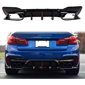 ناشر خلفي أسود لامع مع أضواء فرامل LED ستروب مناسب لسيارات BMW 2017-2023 G30 G31 G38 M-Sport | تصميم طراز M5 وملحقات الزوايا | ترقية Direct Fit للتصميم الخلفي العدواني in Kuwait