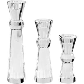 Kitcom Crystal Candlestick Holders Crystal Taper Candle Holders, Table Centerpieces for Party Wedding Banquet Decorations Set of 3, Comes with Gift Box(5.9''/7.9''/10.2'' Tall) in Kuwait
