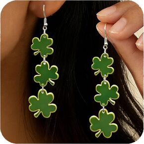أقراط عيد القديس باتريك للنساء أقراط متدلية لطيفة باللون الأخضر شامروك مهرجان أيرلندي لعيد القديس باتريك أكريليك البرسيم حلق إكسسوارات عصرية هدية مجوهرات in Kuwait
