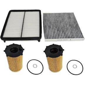 Engine & Cabin Air filter & 2 Pack Oil Filters Fit for 2012-2017 Hyundai Azera, Fit for 2014-2016 Kia Cadenza, V6 3.3L, Replace 28113-3S100 97133-3SAA0 26320-3CAA0 in Kuwait