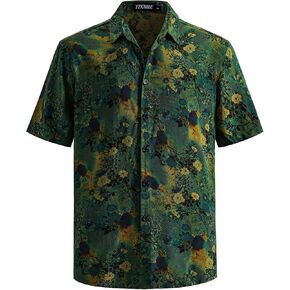 Mens Hawaiian Shirts Short Sleeve Casual Button Down Retro Shirts Beach Summer Shirt in Saudi Arabia