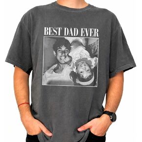 Custom Photo Dad Shirt Personalized Style T Shirt with Picture, Best Dad Ever Photo Tee, Meaningful Family Shirt for Father Grandpa Daily Wear in Kuwait