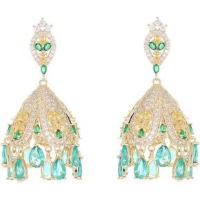 Elegant French Court Style Moissanite Chandelier Earrings in 14K Gold ，Exquisite Wind Chime Inspired Design ，Ideal for Daily Wear in Saudi Arabia