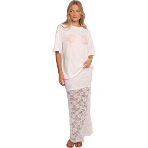 Skirt Women's Laken Sheer Lace Maxi Skirt White in Saudi Arabia