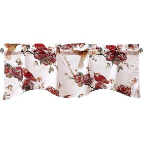 Tache قطن أبيض عنابي شفاف صدفي معالجة النوافذ ستارة توبر الطنان حديقة الورود 18x52 الستارة in Kuwait