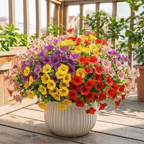 زهور صناعية، نباتات صناعية في الهواء الطلق، زهور الأقحوان الاصطناعية، زهور وهمية واقعية، ديكورات الشرفة، ديكور حفلات الزفاف (12، أحمر، وردي، أرجواني، أصفر، برتقالي، أحمر وردي) in Kuwait