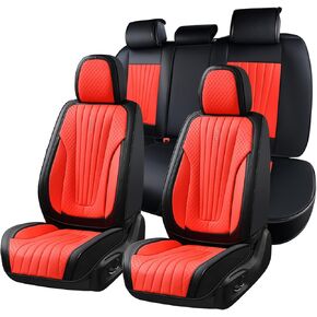 FLORICH Car Seat Covers, Premium Leatherette Car Seat Covers Full Set, Breathable Car Seat Cushion Front Seats and Back, Automotive Seat Protectors for Sedans Cars SUV Trucks, Black&Red in Kuwait