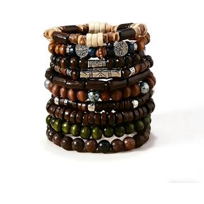 10 Pcs Beaded Bracelets for Men Adjustable Pulseras Para Hombres Set,Tree Mens Bracelet Meaningful Gift in Kuwait