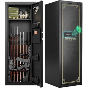 KAER 10-15 Biometric Gun Safe for Rifles and Pistols,Large Gun Cabinet with Removable Racks & Adjustable Shelf,Fingerprint Keypad Lock Rifle Safe for Home & Hunting(AR-15) in Kuwait