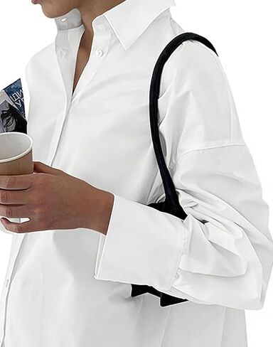 Womens Casual Button Down Shirt Dress Long Sleeve Collared V Neck Mini Dress Cotton Button Up High Low Summer Dress in Saudi Arabia