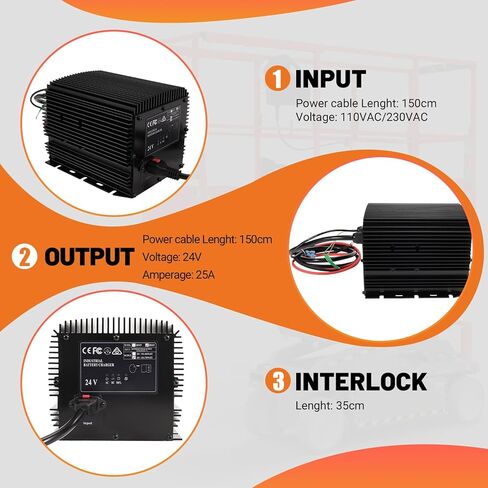 HB600-24B Battery Charger 24V 19A Compatible with Genie/Skyjack/JLG Slab Scissor Lifts #Replace 161827 0400236 1001133506 66412 96211 105739 128537 in Kuwait