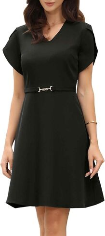 فستان Allegra K قصير الأكمام للنساء لحفلات الزفاف وحفلات الكوكتيل شبه الرسمية وفساتين متوسطة الطول in Kuwait