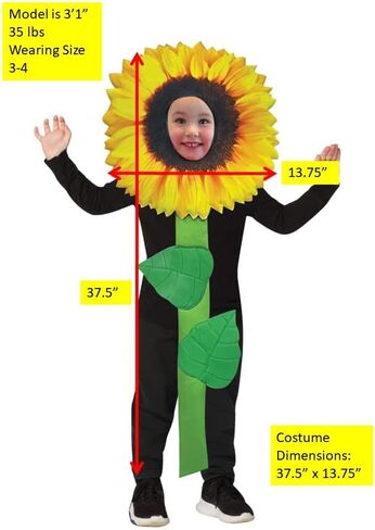 Rasta Imposta Sunflower Child Costume Bouquet Garden Flowers Kids Dress Up Cosplay Party Costumes, Childrens Size 3-6 in Saudi Arabia