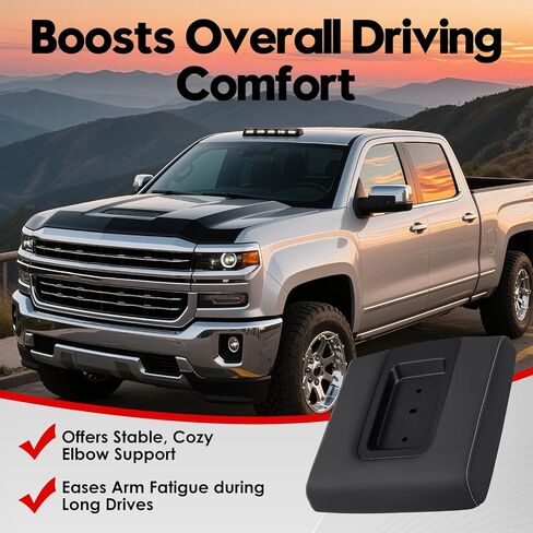 22881398 Front Seat Center Console Armrest Lid with Liner Mat, Compatible with 2014-2019 Chevrolet Chevy Silverado, GMC Sierra 1500 2500HD 3500HD, Suburban, Tahoe, Yukon XL, Black in Kuwait