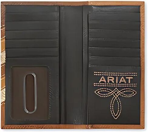 محفظة روديو جلدية للرجال من شعر العجل من ARIAT مع درع كونشو in Saudi Arabia