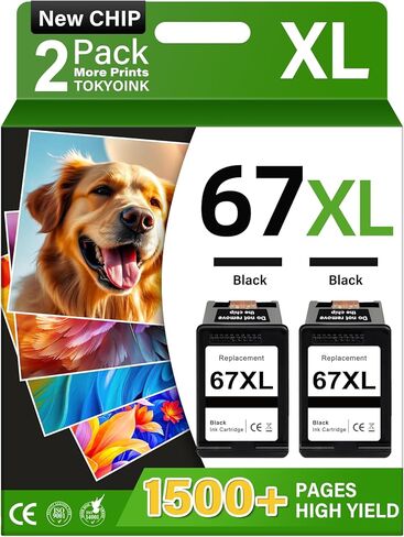 حبر طابعة TOKYOINK 67XL متوافق مع خراطيش حبر HP67 HP 67XL حزمة التحرير والسرد باللون الأسود المتوافقة مع HP Ink 67 مناسب لطابعة DeskJet 2700e 2855e 2827e 2755e 2755 4155e 4255e للطابعة Envy 6055e in Kuwait