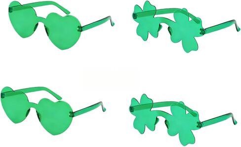 4 أزواج من النظارات الشمسية شامروك لعيد القديس باتريك، نظارات خضراء على شكل قلب للنساء في يوم القديس باتريك in Kuwait