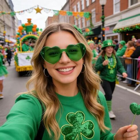 4 أزواج من النظارات الشمسية شامروك لعيد القديس باتريك، نظارات خضراء على شكل قلب للنساء في يوم القديس باتريك in Kuwait