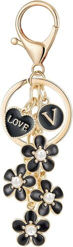Initial Letter Keychain for Girls Flower Heart Kids Keyring Charms for Bag Handbag Backpack in Saudi Arabia