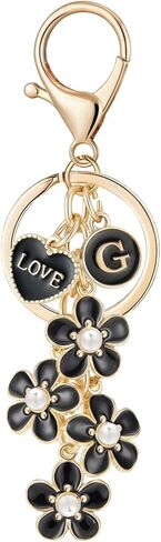 Initial Letter Keychain for Girls Flower Heart Kids Keyring Charms for Bag Handbag Backpack in Saudi Arabia