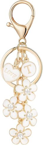 Initial Letter Keychain for Girls Flower Heart Kids Keyring Charms for Bag Handbag Backpack in Saudi Arabia