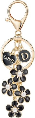 Initial Letter Keychain for Girls Flower Heart Kids Keyring Charms for Bag Handbag Backpack in Saudi Arabia