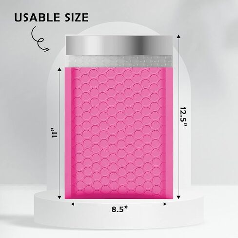 Yens Poly Bubble Mailers Waterproof Self Seal Adhesive Shipping Bags, Cushioning Padded Envelopes for Shipping, Mailing (Hot Pink, 8.5x12-50 PC) in Kuwait
