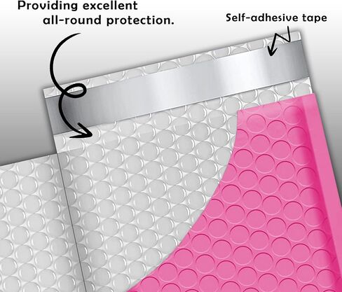 Yens Poly Bubble Mailers Waterproof Self Seal Adhesive Shipping Bags, Cushioning Padded Envelopes for Shipping, Mailing (Hot Pink, 8.5x12-50 PC) in Kuwait