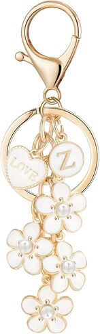 Initial Letter Keychain for Girls Flower Heart Kids Keyring Charms for Bag Handbag Backpack in Saudi Arabia