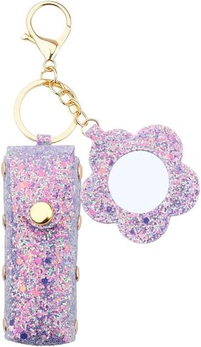 Sisadodo Glitter Lip Oil Holder Key Chains for Woman Lipstick Case with Mirror Lip Balm Keychain for Lipstick Case Keychain in Saudi Arabia